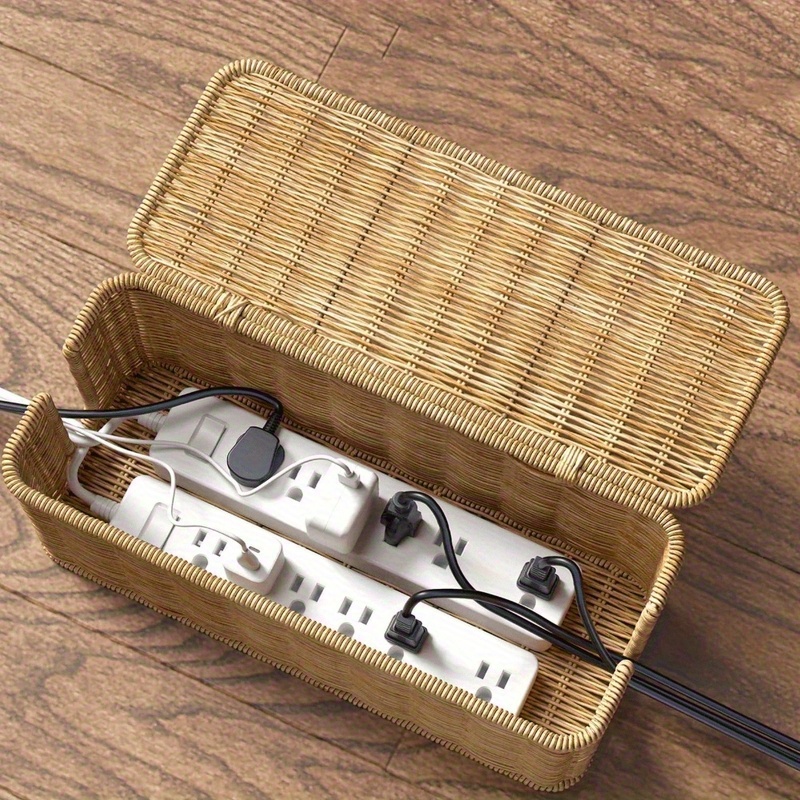 Cable Management Box - 수공예 라탄 케이블 정리함 - 견고한