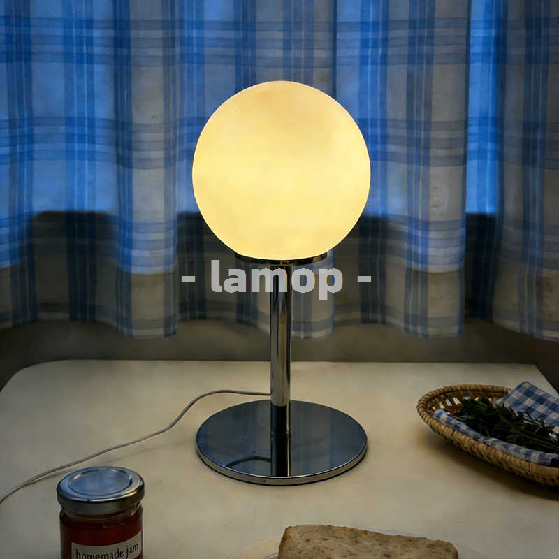 Desk Lamp Led - 밀키 화이트 솔리드 글로브 크롬 얇은