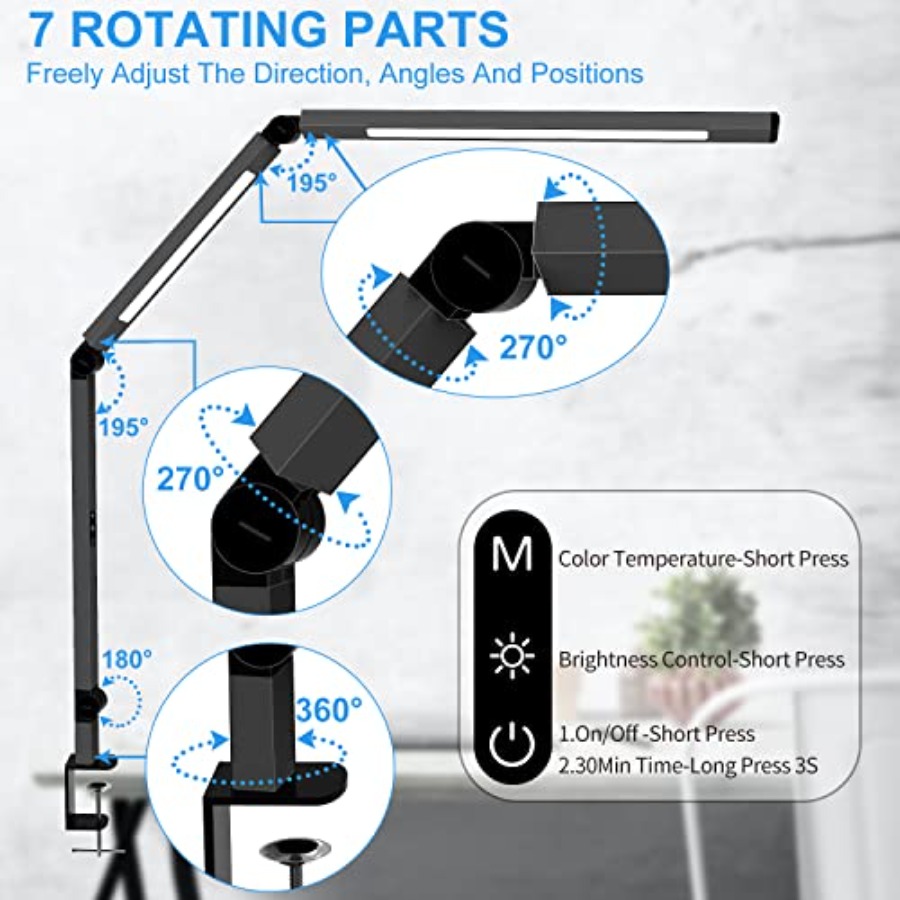 클램프형 LED 데스크 램프, 듀얼 조명 및 조절 가능 - Desk Lamp Led 리뷰 및 가격