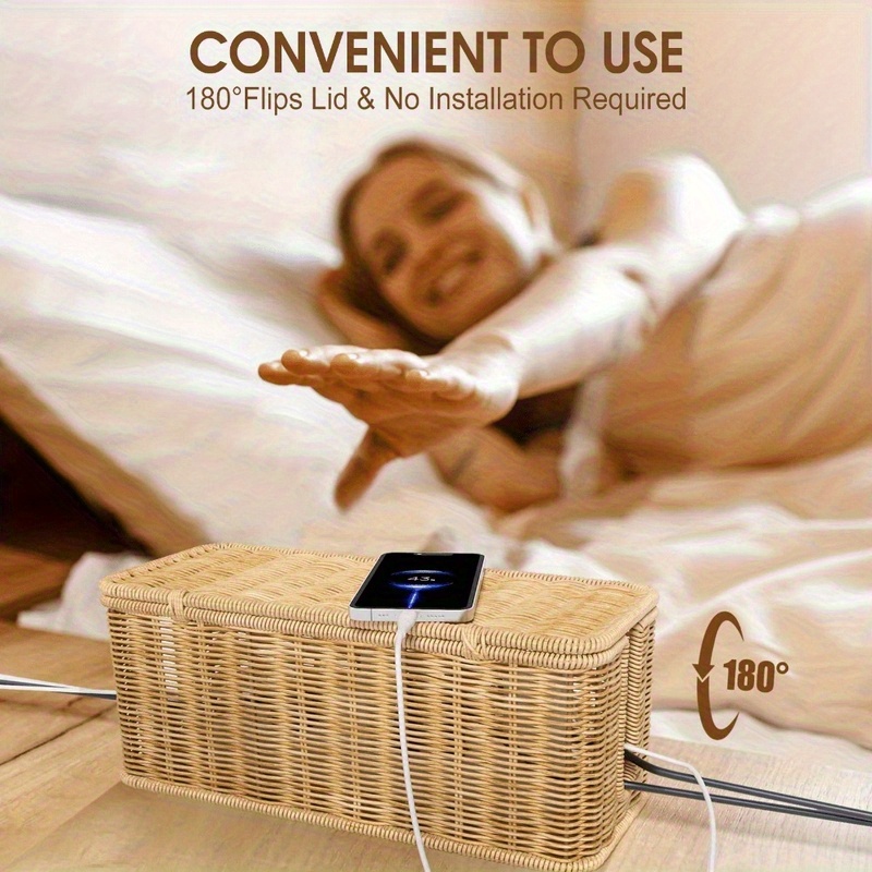 수공예 라탄 케이블 정리함 - 견고한 PE 소재, 커버 - Cable Management Box 리뷰 및 가격