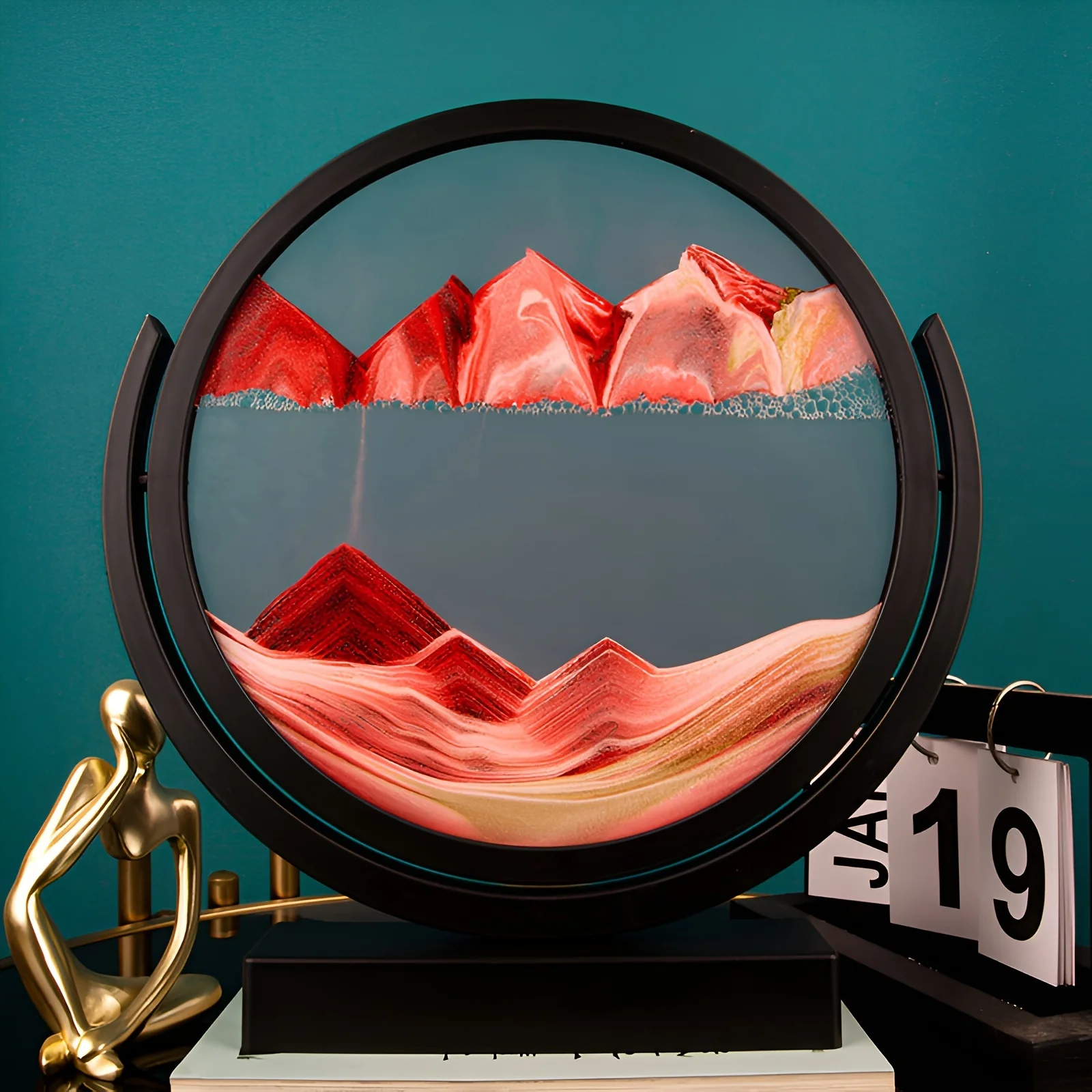 1개 8인치 3D 유리 모래시계 산 풍경 흐르는 물 디 - Home Office Design Ideas 리뷰 및 가격