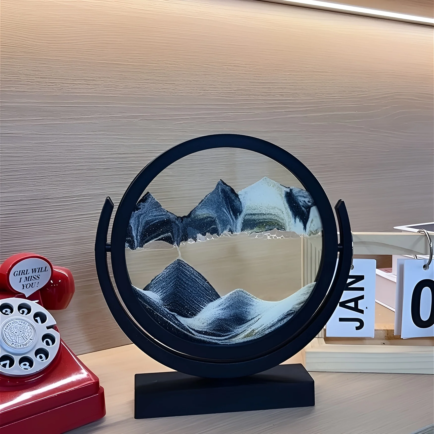 1개 8인치 3D 유리 모래시계 산 풍경 흐르는 물 디 - Home Office Design Ideas 리뷰 및 가격