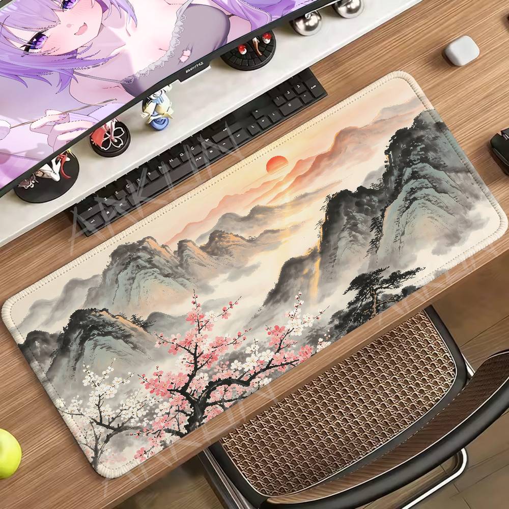 풍경 수묵화 마우스 패드 수채화 산 풍경 데스크 매트  - Home Office With View 리뷰 및 가격