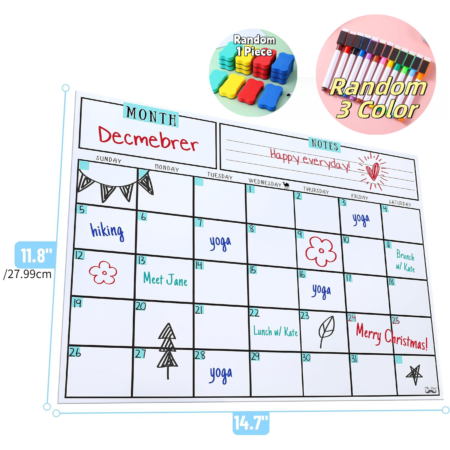 자석식 드라이 이레이즈 캘린더, 14.7 x 11.8, - Magnetic Calendar Board 리뷰 및 가격