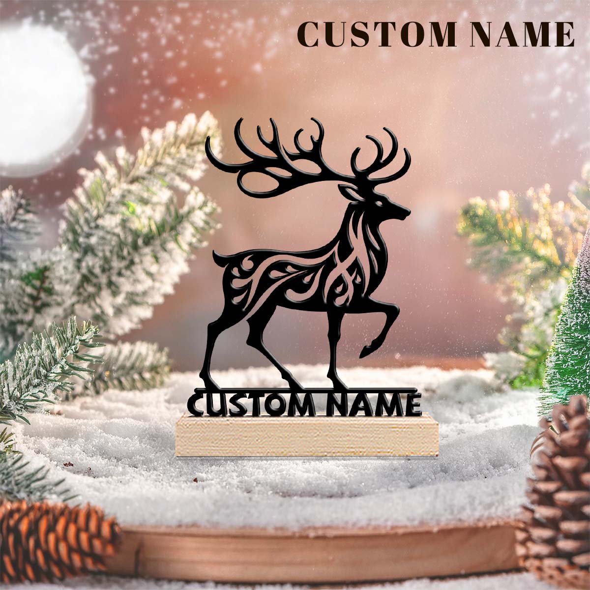 1Pc Csutom 러닝 디어 나무 베이스 금속 예술  - Home Office Gifts 리뷰 및 가격